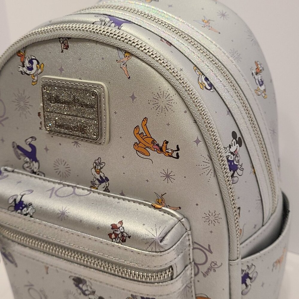 Loungefly Disney 100 Silver New Backpack 2023 Mickey Friends 100th Celebration